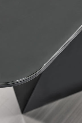 Tavolo allungabile in vetro grigio scuro con gambe in acciaio nero Patrizio 160x90 cm - allungabile fino a 200 cm