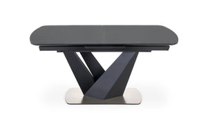 Tavolo allungabile in vetro grigio scuro con gambe in acciaio nero Patrizio 160x90 cm - allungabile fino a 200 cm