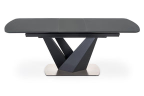 Tavolo allungabile in vetro grigio scuro con gambe in acciaio nero Patrizio 160x90 cm - allungabile fino a 200 cm