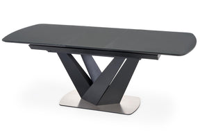 Tavolo allungabile in vetro grigio scuro con gambe in acciaio nero Patrizio 160x90 cm - allungabile fino a 200 cm