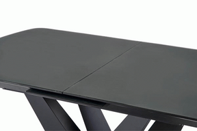 Tavolo allungabile in vetro grigio scuro con gambe in acciaio nero Patrizio 160x90 cm - allungabile fino a 200 cm