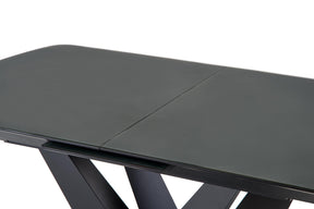 Tavolo allungabile in vetro grigio scuro con gambe in acciaio nero Patrizio 160x90 cm - allungabile fino a 200 cm
