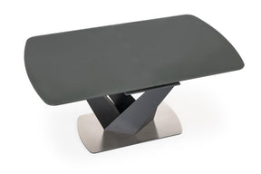 Tavolo allungabile in vetro grigio scuro con gambe in acciaio nero Patrizio 160x90 cm - allungabile fino a 200 cm