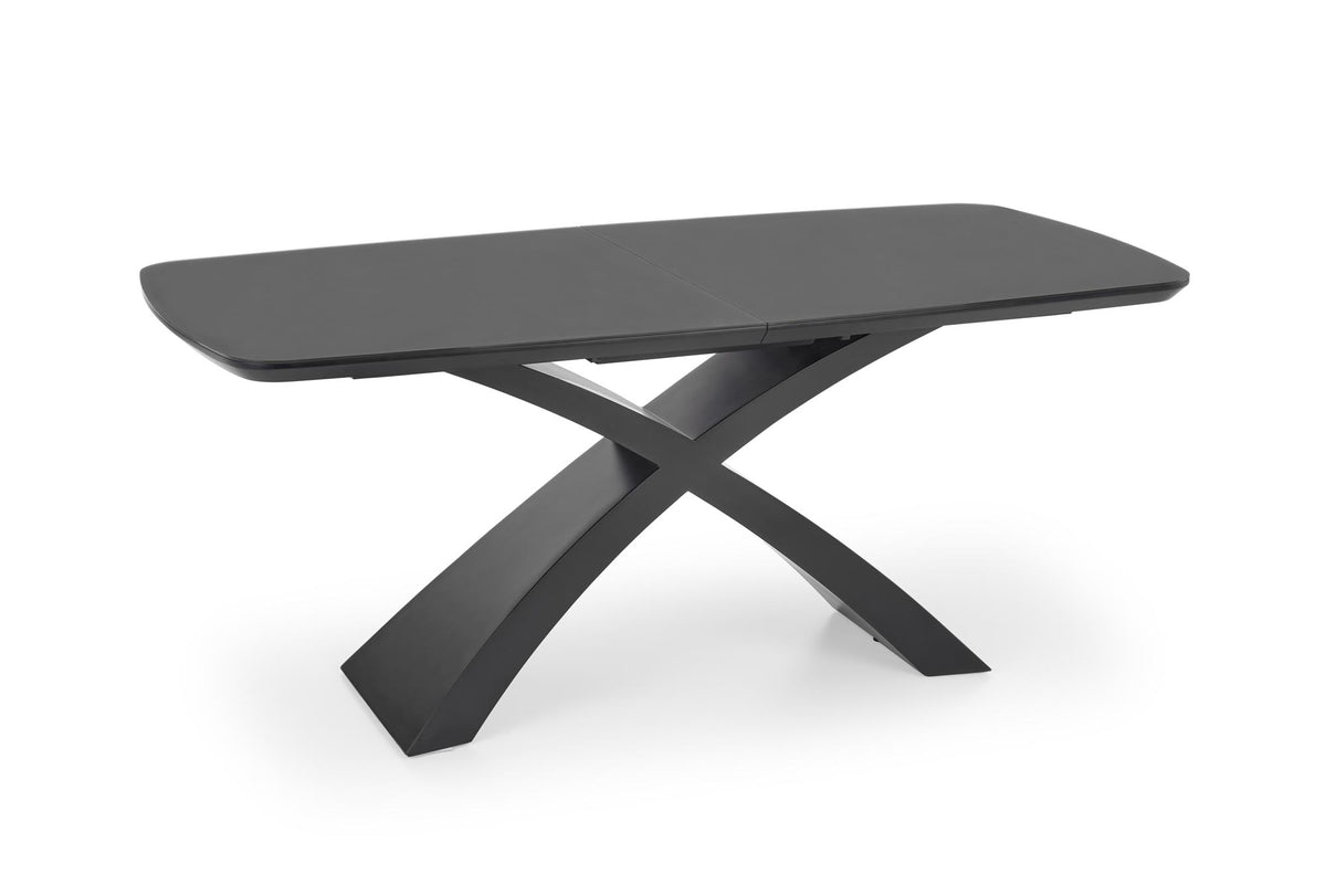 Tavolo allungabile in vetro grigio scuro con gambe in acciaio nero Silvestro 180 x 89 cm - allungabile fino a 220 cm