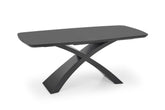 Tavolo allungabile in vetro grigio scuro con gambe in acciaio nero Silvestro 180 x 89 cm - allungabile fino a 220 cm