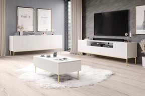 Tavolino Nicole 2 cassetti 120x60 cm piede in metallo oro