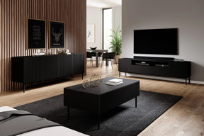 Tavolino Nicole 2 cassetti 120x60 cm piede in metallo nero