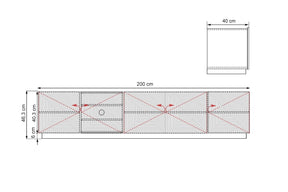 Mobile TV 5 ante in legno laminato Asha 200 x 40 cm