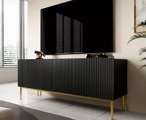Mobile TV 2 ante a ribalta 1 cassetto con piede in metallo oro Nicole 150x45 cm