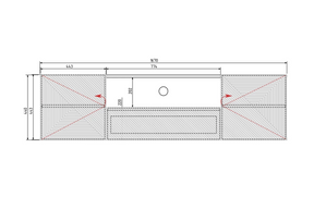 Mobile TV sospeso 2 ante 1 cassetto in legno laminato Asha 167 x 40 cm