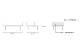 Tavolino per soggiorno rettangolare bianco Arista di Teulat 110x60 cm