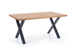 Tavolo allungabile in legno impiallacciato rovere con gambe in acciaio nero Xavier 160x90 cm - allungabile a 250 cm