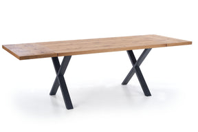 Tavolo allungabile in legno impiallacciato rovere con gambe in acciaio nero Xavier 160x90 cm - allungabile a 250 cm