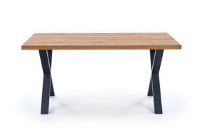 Tavolo allungabile in legno impiallacciato rovere con gambe in acciaio nero Xavier 160x90 cm - allungabile a 250 cm