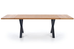 Tavolo allungabile in legno impiallacciato rovere con gambe in acciaio nero Xavier 160x90 cm - allungabile a 250 cm