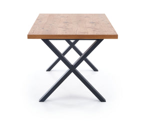 Tavolo allungabile in legno impiallacciato rovere con gambe in acciaio nero Xavier 160x90 cm - allungabile a 250 cm
